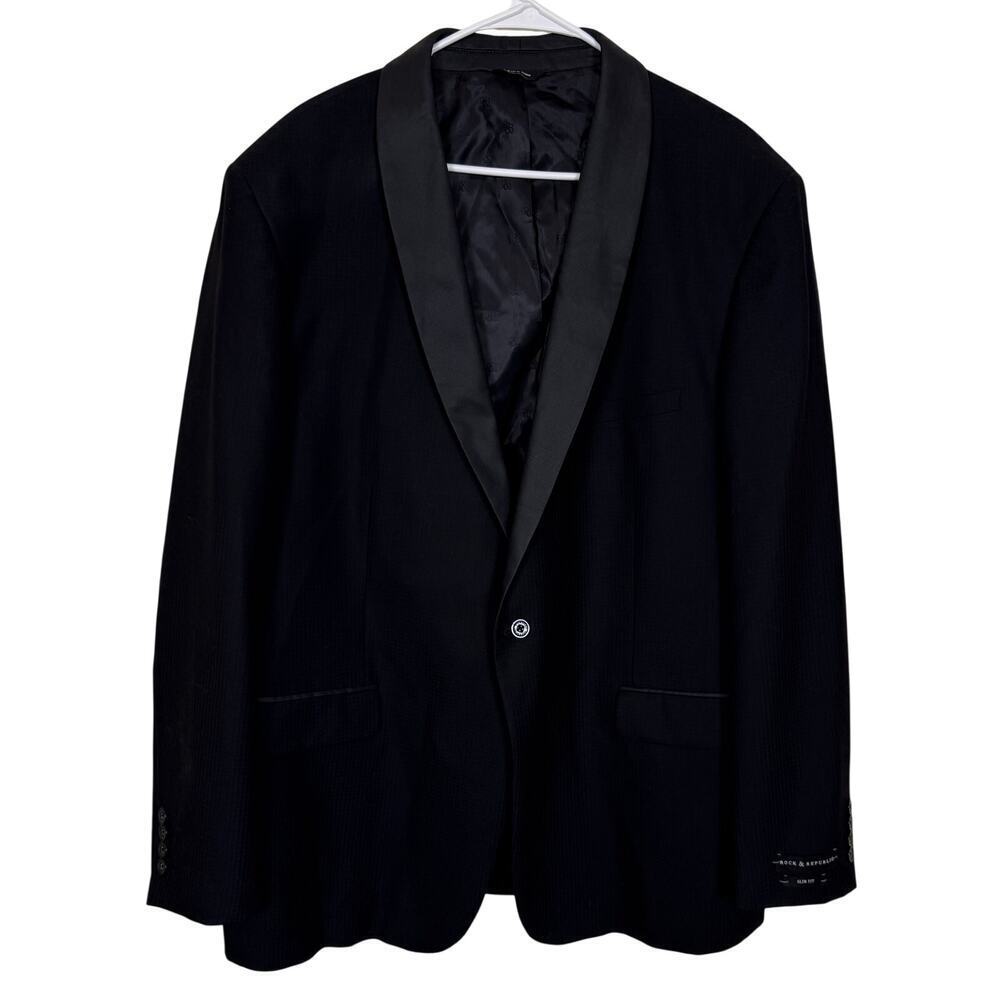 Rock & Republic Black Tonal Sport Coat Blazer Topcoat 48L New with Tags